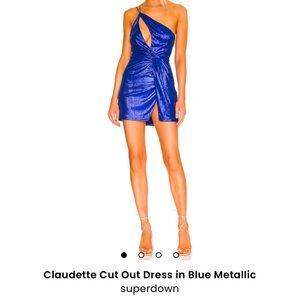 Revolve claudette Cut Out Dress in Blue Metallic